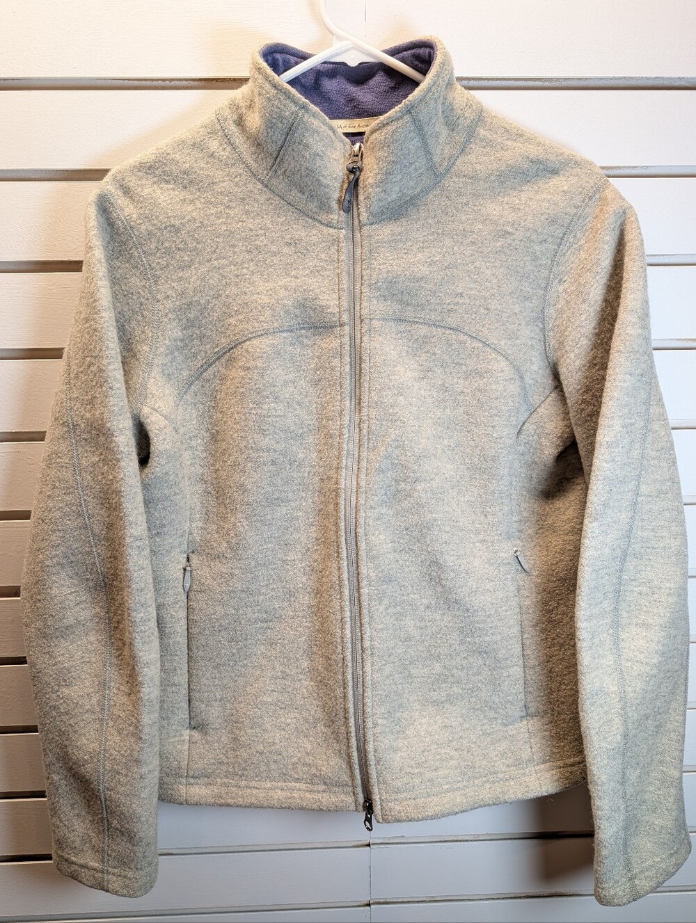 Ibex Womens Europa Boiled Heavyweight Wool Zipper Jacket Gray Large EUC
